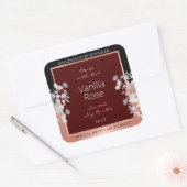 フローラ製品ラベルBurgundyブラックとバラ金ゴールド スクエアシール (封筒)