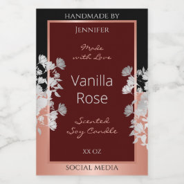 フローラ製品ラベルBurgundyブラックとバラ金ゴールド フードラベル