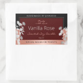 フローラ製品ラベルBurgundy Blackとバラ金ゴールド 長方形シール (バッグ)