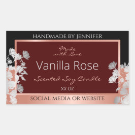 フローラ製品ラベルBurgundy Blackとバラ金ゴールド 長方形シール