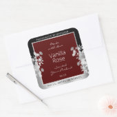 フローラ製品包装ラベルのブルゴーニュ及び銀 スクエアシール (封筒)