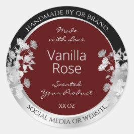 フローラ製品包装ラベルのブルゴーニュ及び銀 ラウンドシール