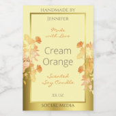 フローラ製品包装ラベルクリームオレンジ金ゴールド フードラベル (シングルラベル)