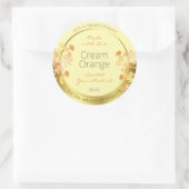 フローラ製品包装ラベルクリームオレンジ金ゴールド ラウンドシール (バッグ)