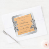 フローラ製品包装ラベルピーチオレンジ銀 スクエアシール (封筒)