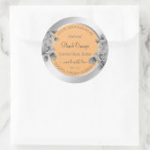 フローラ製品包装ラベルピーチオレンジ銀 ラウンドシール (バッグ)