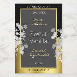 フローラ製品包装ラベルブラック金ゴールドとグレー フードラベル