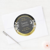 フローラ製品包装ラベルブラック金ゴールドとグレー ラウンドシール (封筒)