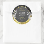 フローラ製品包装ラベルブラック金ゴールドとグレー ラウンドシール (バッグ)