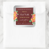 フローラ製品包装ラベルブルゴーニュ銀 スクエアシール (バッグ)