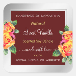 フローラ製品包装ラベルブルゴーニュ銀 スクエアシール