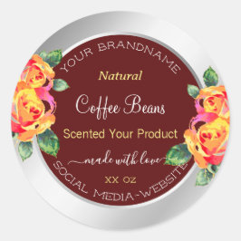 フローラ製品包装ラベルブルゴーニュ銀 ラウンドシール