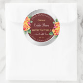 フローラ製品包装ラベルブルゴーニュ銀 ラウンドシール (バッグ)