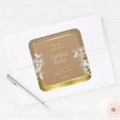 フローラ製品包装ラベル茶色金ゴールド銀 スクエアシール (封筒)