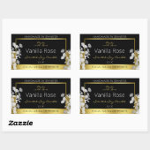 フローラ製品包装ラベル黒金ゴールド銀 長方形シール (シート)