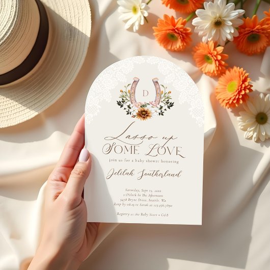 フローラ西の馬蹄写真アーチ赤ちゃんシャワー 招待状