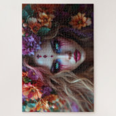 フローラ要素の女神の輝く花化粧 ジグソーパズル (縦)