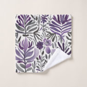 フローラ要素（紫） バスタオルセット (ウォッシュタオル)