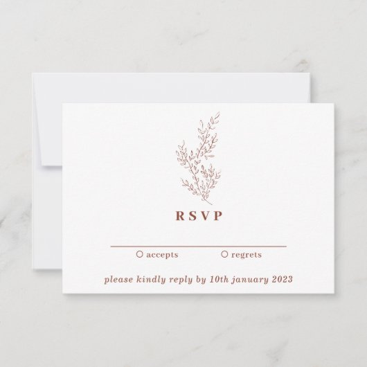 フローラ親切に応答テラコッタボホオータムーン 招待状 (正面)