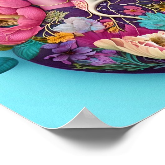 フローラ解剖学ハートアートイラストレーション ポスター (角)