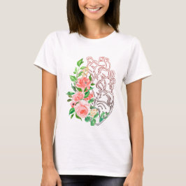 フローラ解剖学的ハートTシャツ – 芸術的 Medical Tシャツ
