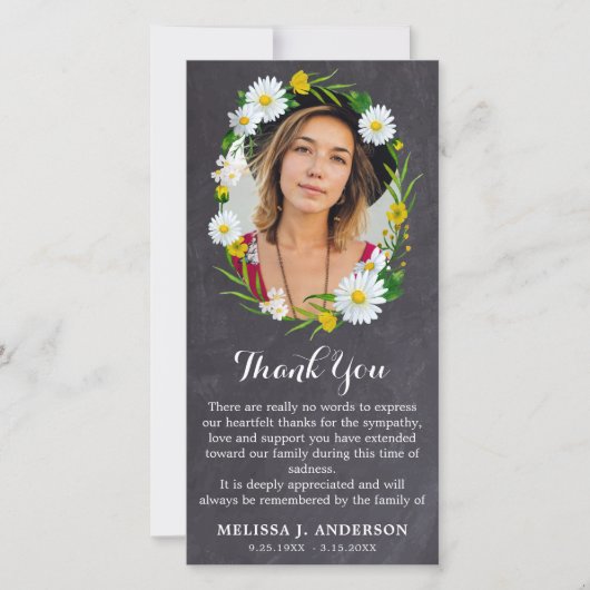 フローラ記念悔やみや弔慰カスタム写真葬儀 サンキューカード (正面)