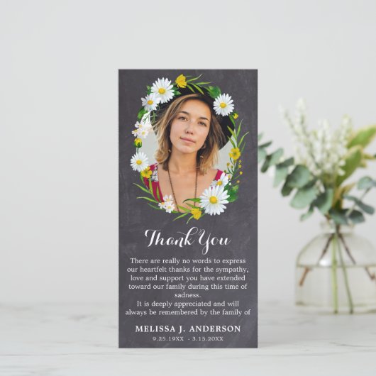 フローラ記念悔やみや弔慰カスタム写真葬儀 サンキューカード (スタンド正面)
