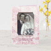 フローラ記念日ピンク赤面写真フレーム カード (黄色い花)