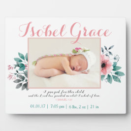 フローラ誕生の発表（聖書聖句） フォトプラーク