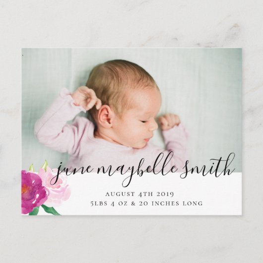 フローラ誕生カード発表葉書 案内ポストカード (正面)