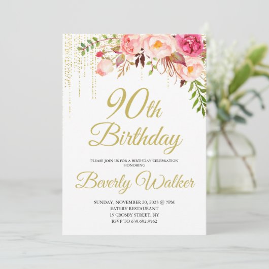 フローラ誕生会90誕生日 招待状 (スタンド正面)