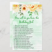 フローラ誕生日の女の子をどれだけ知っているか (正面/裏面)