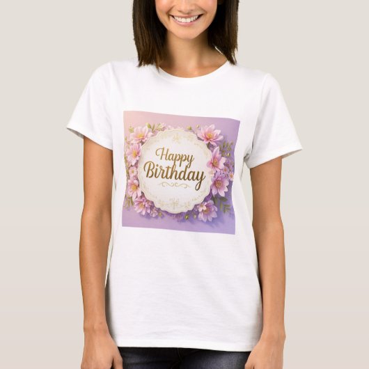 フローラ誕生日の豪華エレガントな贅沢 Tシャツ (正面)