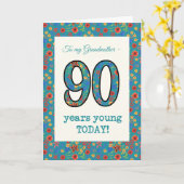 フローラ誕生日カード90年の若いおばあちゃん カード (黄色い花)