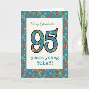 フローラ誕生日カード95年若い祖母 カード