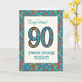 フローラ誕生日カード：友人の90歳の若者向け カード (黄色い花)