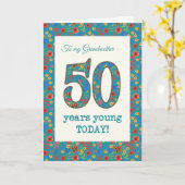 フローラ誕生日カード、祖母、50歳の若さ カード (黄色い花)