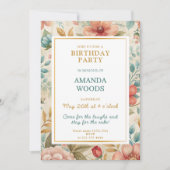 フローラ誕生日パーティーお祝いデザイン 招待状 (正面)