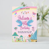 フローラ誕生日パーティーの招待 – 水彩スタイル 出欠カード (スタンド正面)