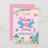 フローラ誕生日パーティーの招待 – 水彩スタイル 出欠カード (正面/裏面)