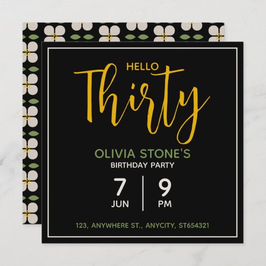 フローラ誕生日パーティーへの招待 | カスタム名刺 招待状 (正面/裏面)