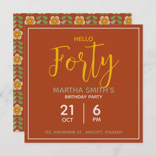 フローラ誕生日パーティーへの招待 | カスタム名刺 招待状 (正面/裏面)