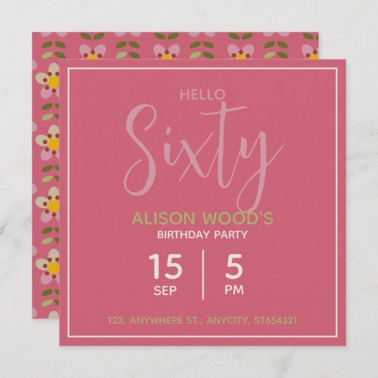 フローラ誕生日パーティーへの招待 | カスタム名刺 招待状 (正面/裏面)