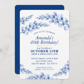 フローラ誕生日パーティ招待状かわいらし青磁 招待状 (正面/裏面)