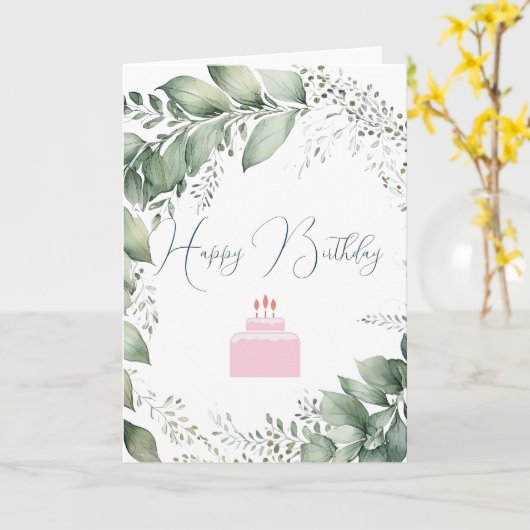 フローラ誕生日ブラシ付きブルーウォーターカラーカード カード (黄色い花)