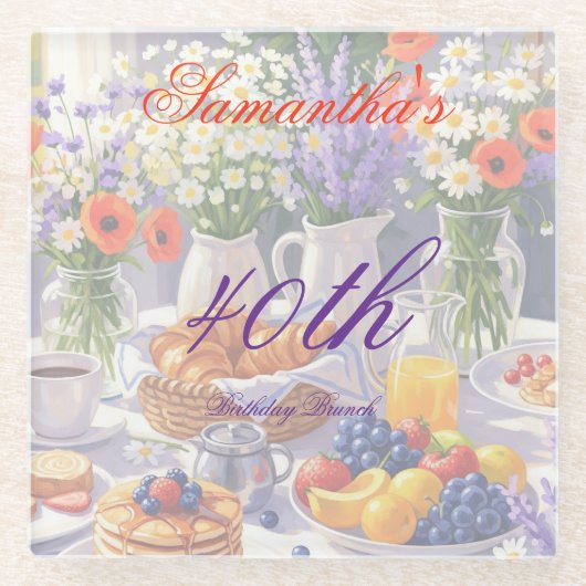 フローラ誕生日ブランチ ガラスコースター (正面)