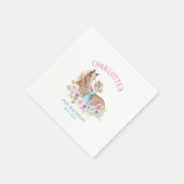 フローラ誕生日ブロンドプリンセスウィズホース スタンダードカクテルナプキン (角)