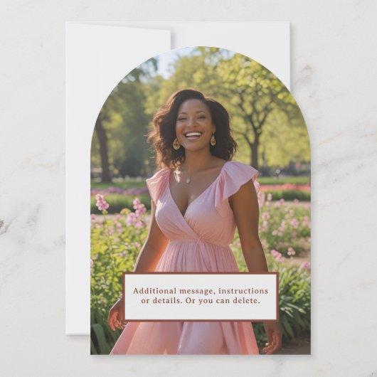 フローラ誕生日招待状ピンクパープルアーチ 招待状 (裏面)