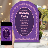 フローラ誕生日招待状ピンクパープルアーチ 招待状