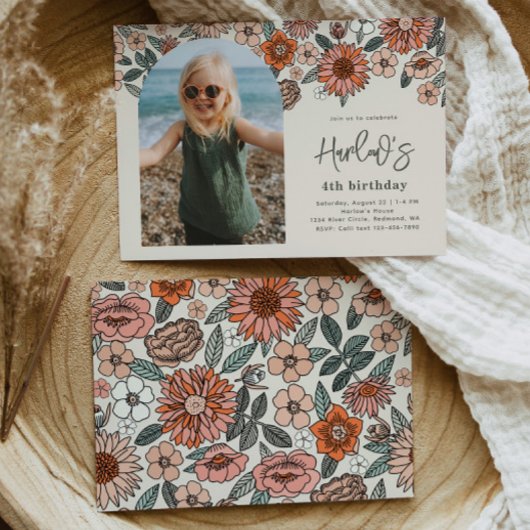 フローラ誕生日招待状 |ビーチ誕生日 招待状